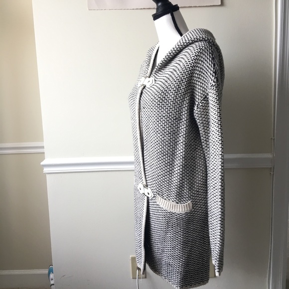 Check grid grey sweater coat tunic cardigan - Picture 2 of 6